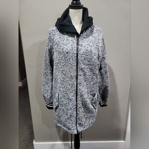Women's Black and Gray Hooded Jacket